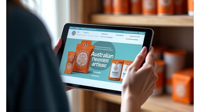 Person shopping online on a tablet with colorful product display