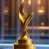 Gold award trophy with 'Best Integrated Campaign' inscription.