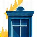 Stylized icon representing a storefront or city skyline